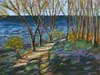 Bluebells By The Sea, Pastel Over Acrylic On Panel