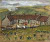 Farm Cottages, Oil Pastel