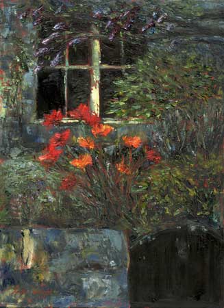Gate And Poppies, Kingsbarns, Oil