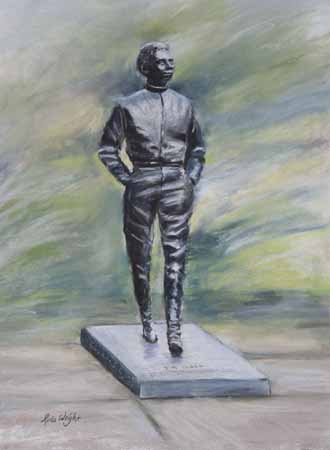 Jim Clark Statue At Kilmany, Pastel