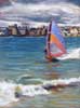 Windsurfer At Elie, Pastel on Panel
