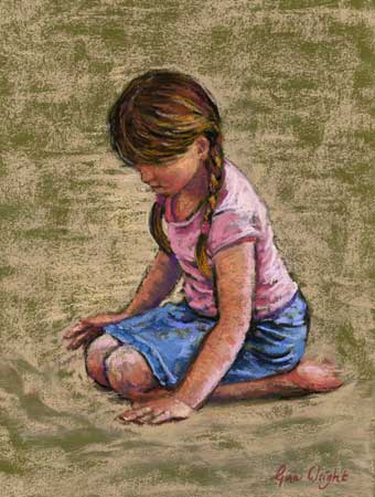 Girl With Pigtails, Pastel
