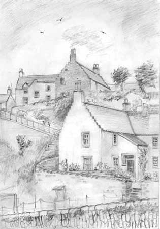 Hens Ladder, Crail, Pencil Sketch