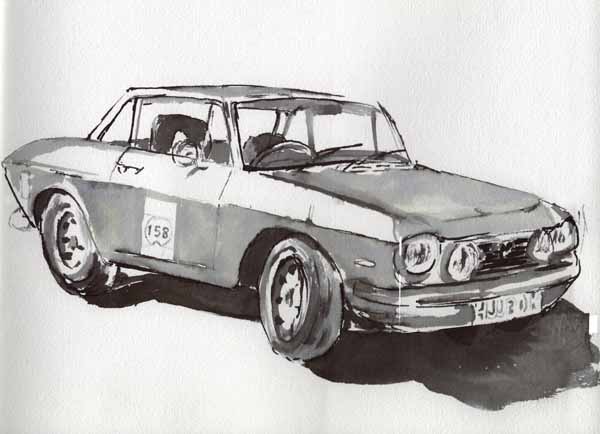 Lancia Fulvia, Ink Sketch