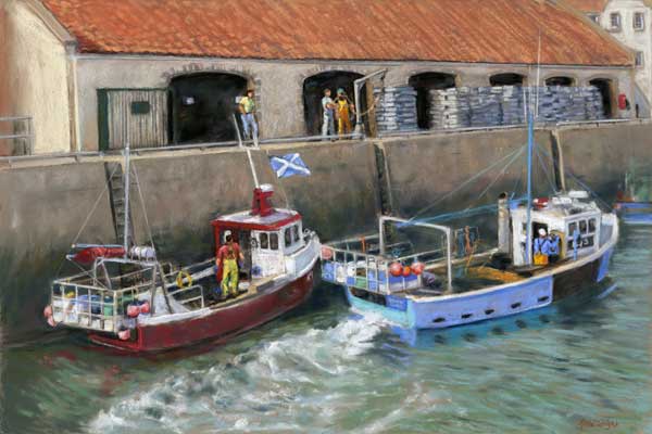 Landing The Catch, Pittenweem, Pastel