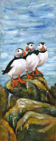 Puffin Trio, Acrylic