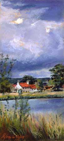 Study for Red Roofs, Kilconquhar Loch, Pastel