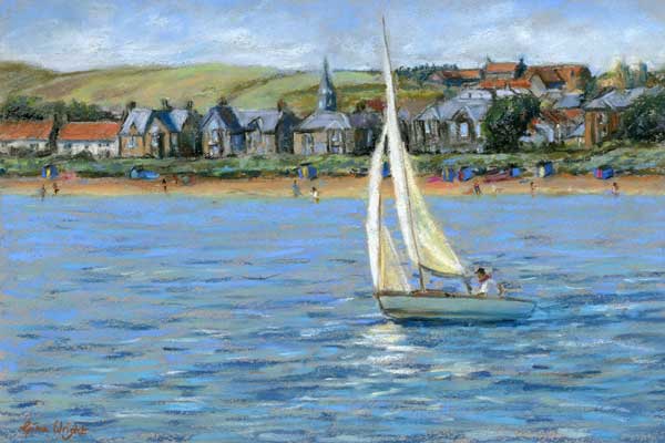 Sailing In Elie Bay, Pastel