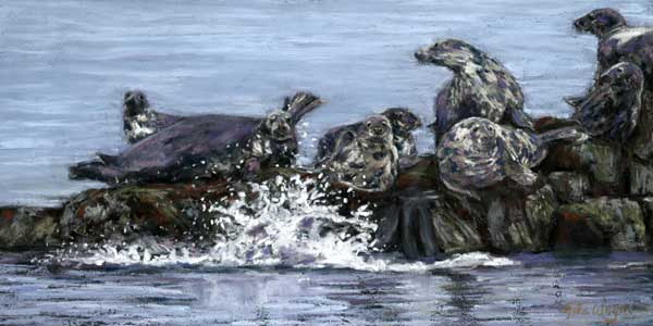 Seals Basking, Pastel