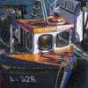 Blue and Orange Fishing Boat, Pastel