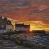 Sun rising behind the Rock Villa at West Shore Pittenweem