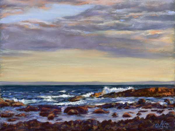 Waves At Sunset, Pastel