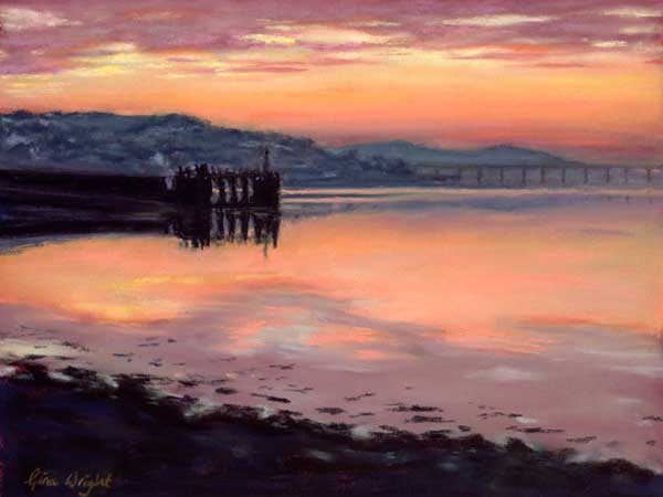 Winter Sunset, Newport On Tay, Pastel